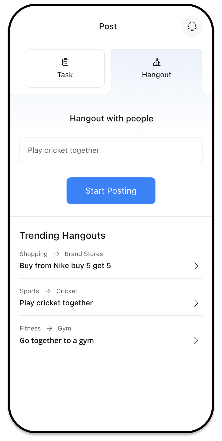 Quicc post hangout screen