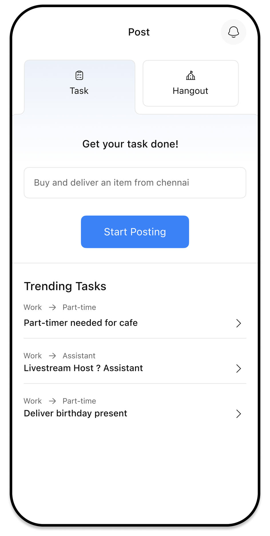 Quicc post task screen